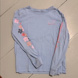 Vineyard Vines Kids Light Blue Floral Long Sleeve Tee size small